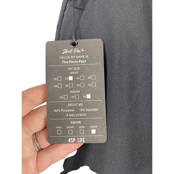 Short Par 4 Pants 32x34 Black Golf Tech Pants Mens NEW The Pavin Pant - Picture 6 of 8